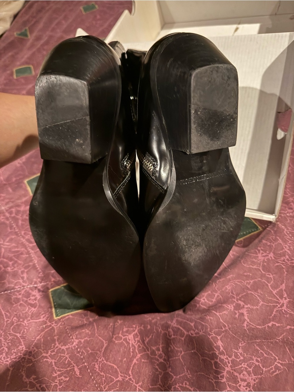Calvin Klein Jeans Black Patent Pointed Ankle Booties with Side Zipper - Picture 7 of 9